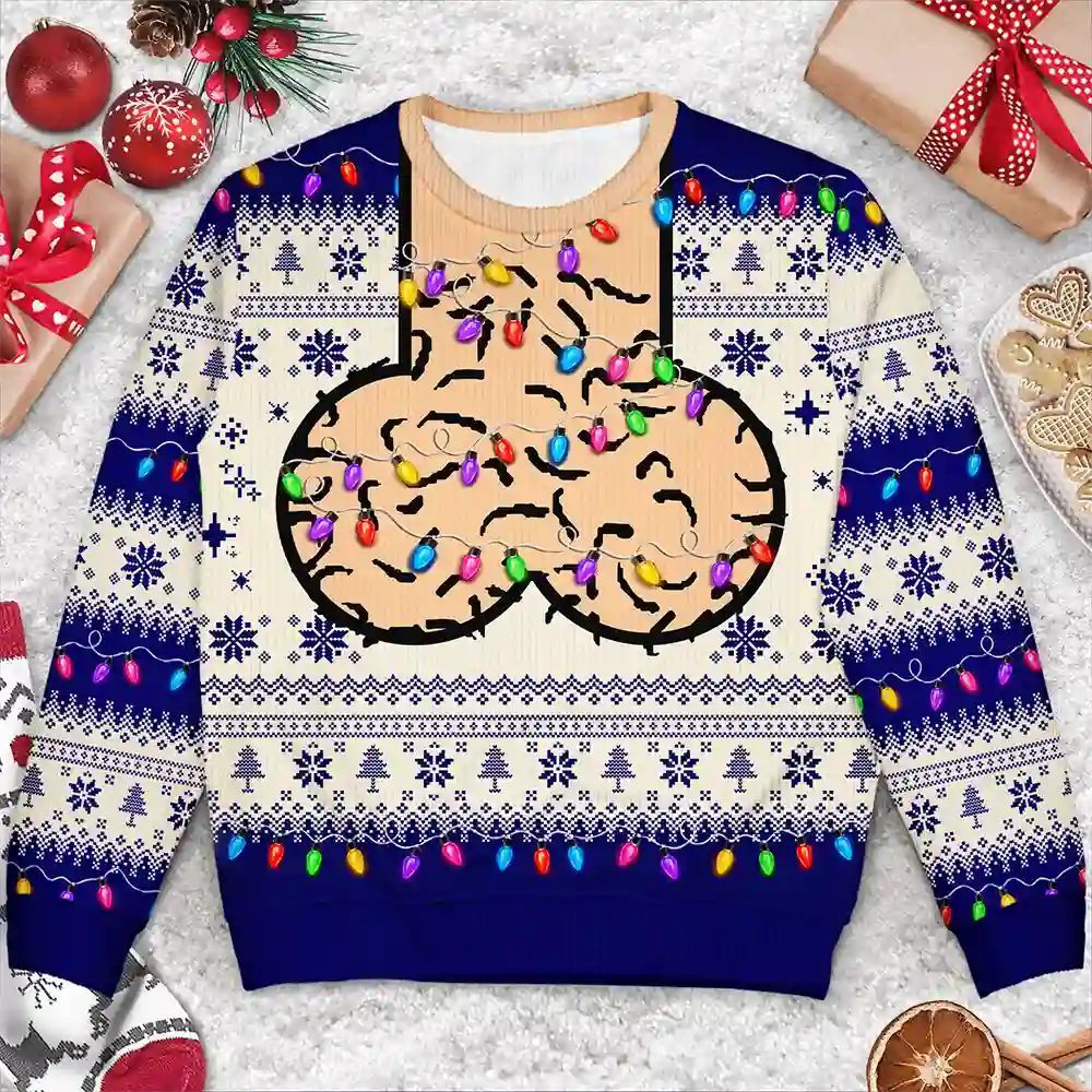 Christmas,Humorous,Gift For Men,Gift For Yourself,Icon - Funny Christmas Gift For Bald Dad Papa Husband - Personalized Unisex Ugly Sweater