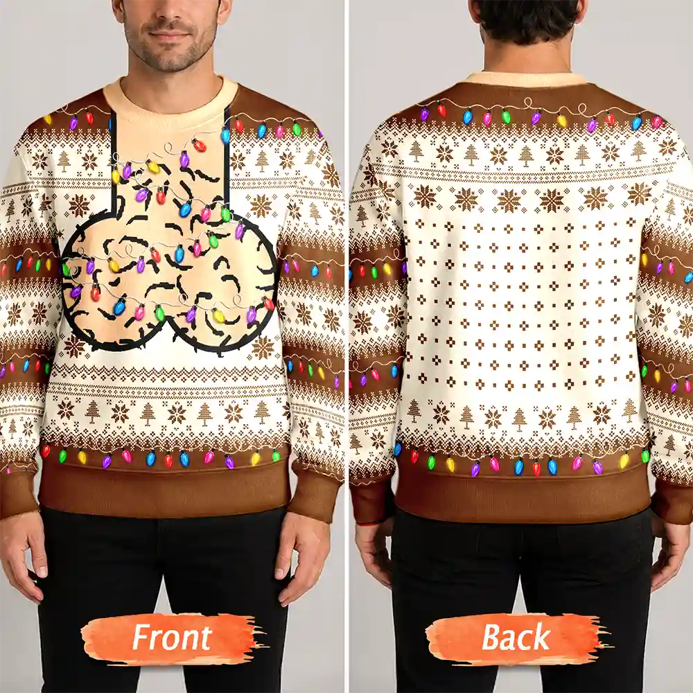 Christmas,Humorous,Gift For Men,Gift For Yourself,Icon - Funny Christmas Gift For Bald Dad Papa Husband - Personalized Unisex Ugly Sweater