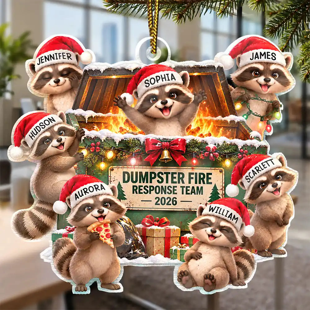 Christmas,Gift For Colleagues,Humorous,Icon,Top Market - Funny Christmas Gift For Coworkers - Personalized Dumpster Fire Response Team Acrylic Ornamenta