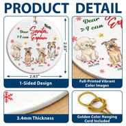 Art Design, Christmas, Custom Photo, Dog Lovers, Humorous, Indoor Decor, Pet Lovers, Photo - Whimsical Cartoon Pet, Top Market - Funny Christmas Gift For Dog Lovers - Personalized Custom Photo Dear Santa Define Naughty Circle Ceramic Ornament