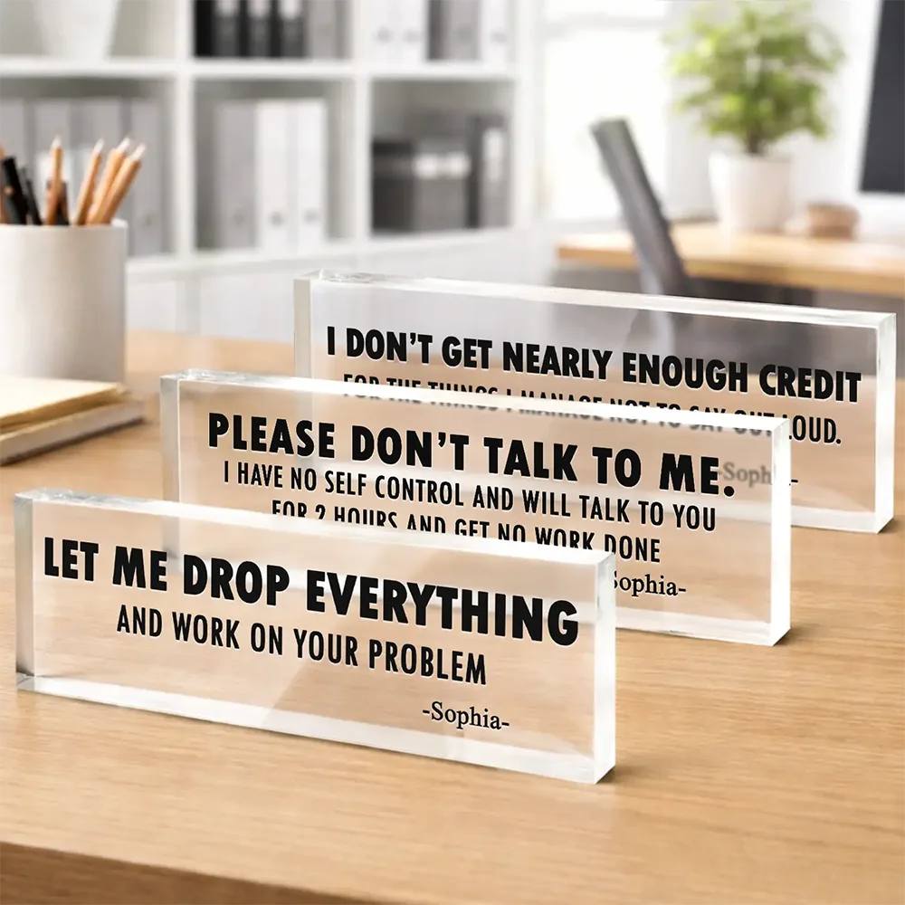 Funny Coworkers Please Don't Talk To Me - Personalized Desk Name Plate