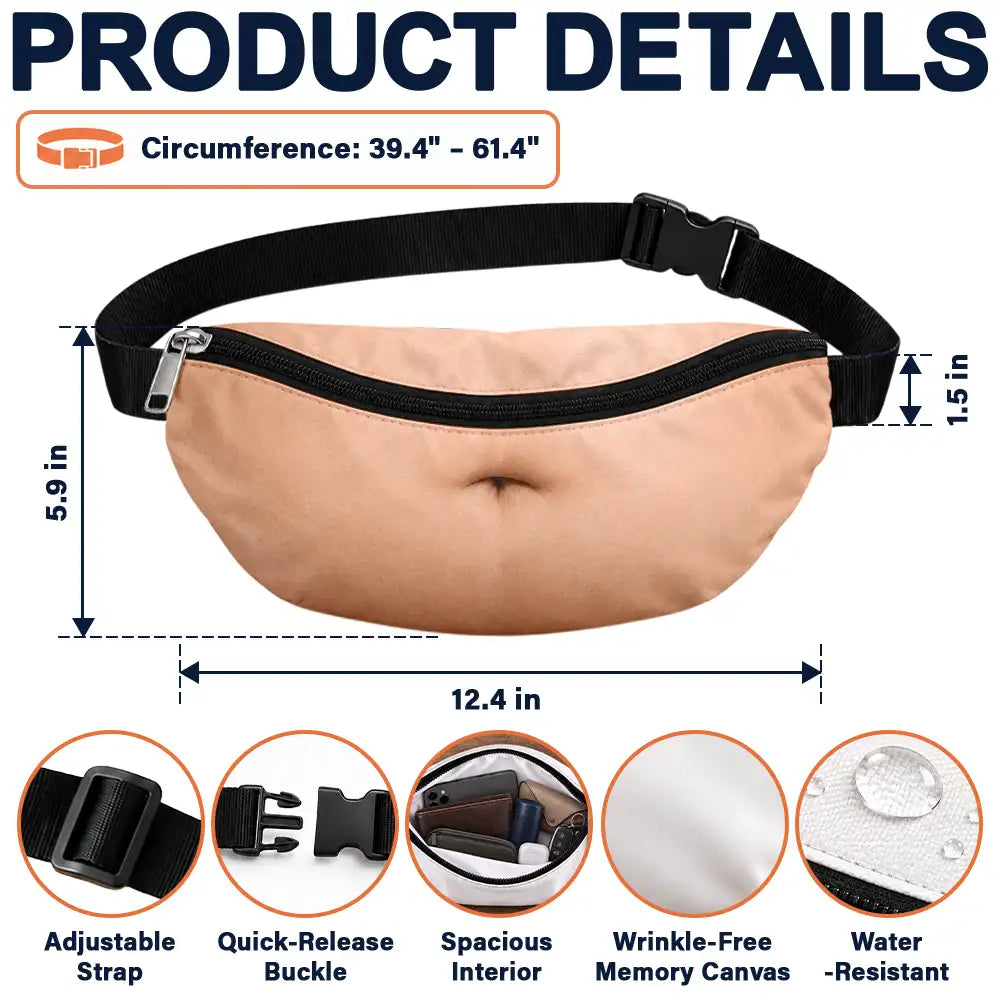 Christmas,Gift For Couples,Gift For Him,Gift For Husband,Sarcastic,Vector - Funny Dad Bod For Husband, Travel Gag Gift - Personalized 3D Realistic Hairy Beer Belly Fanny Pack