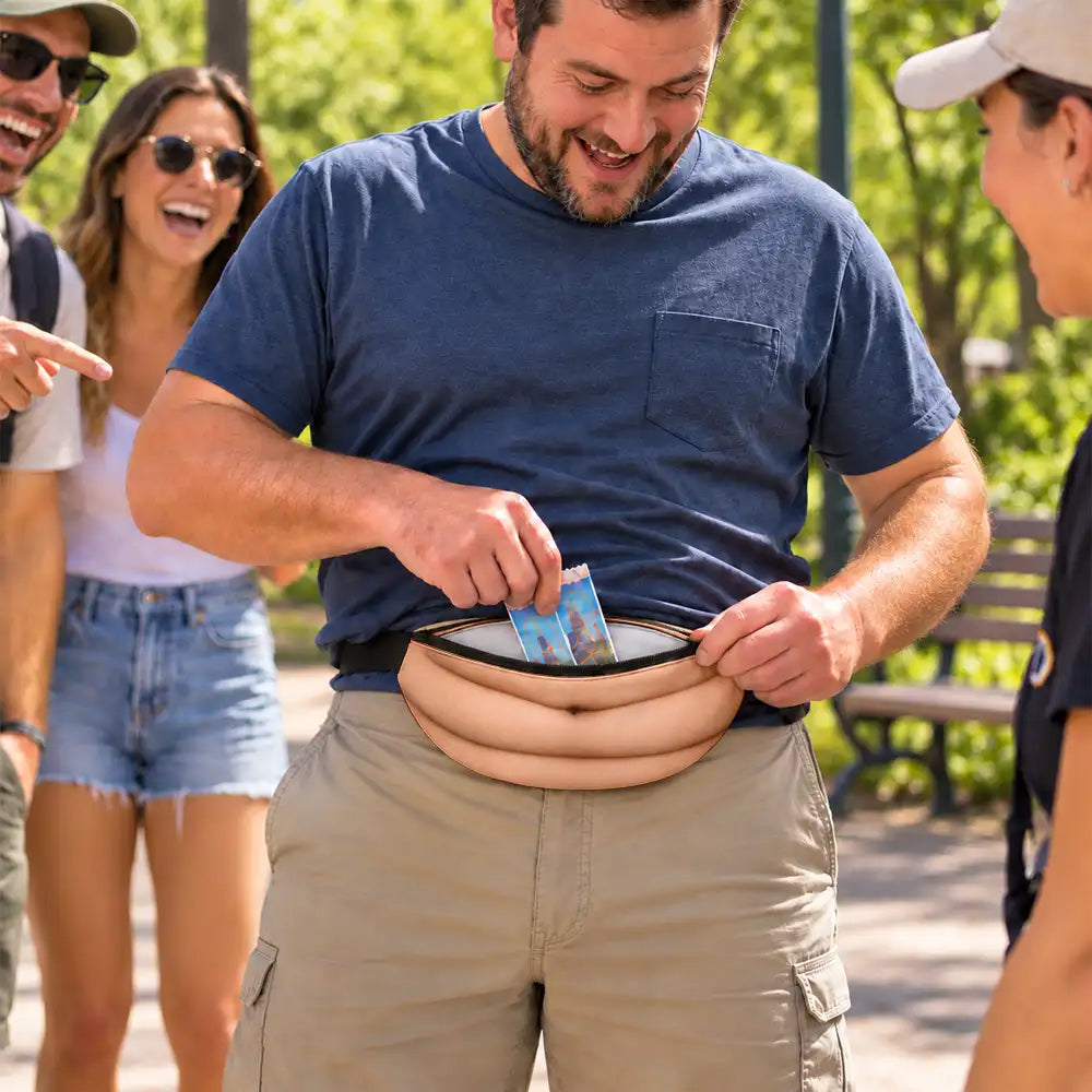 Christmas,Gift For Couples,Gift For Him,Gift For Husband,Sarcastic,Vector - Funny Dad Bod For Husband, Travel Gag Gift - Personalized 3D Realistic Hairy Beer Belly Fanny Pack