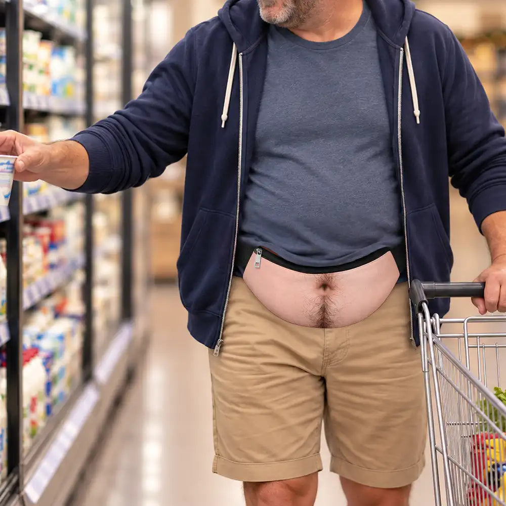 Christmas,Gift For Couples,Gift For Him,Gift For Husband,Sarcastic,Vector - Funny Dad Bod For Husband, Travel Gag Gift - Personalized 3D Realistic Hairy Beer Belly Fanny Pack