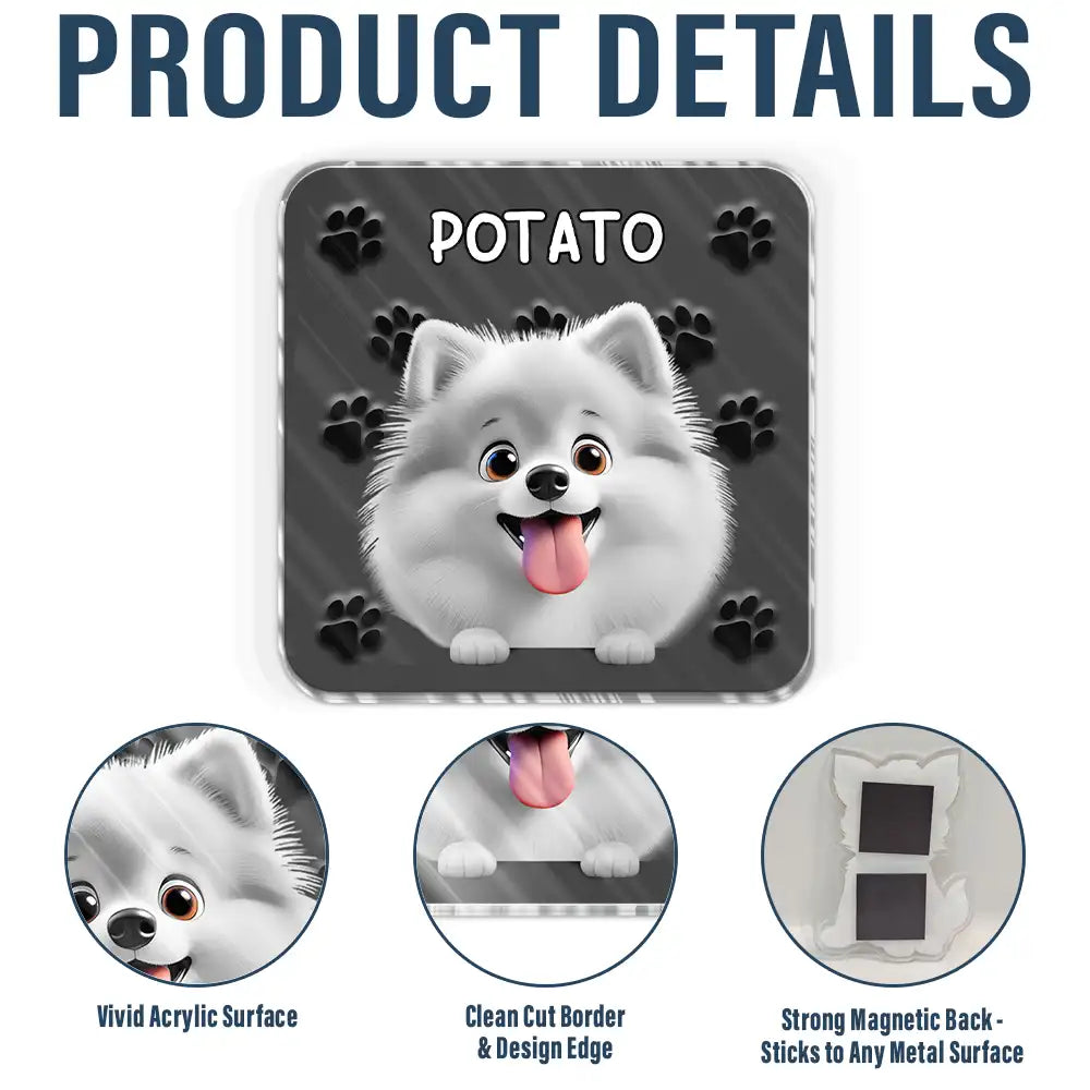 Pet Lovers,Pet Mom,Pet Dad,Pet Couple,Dog Lovers,Dog Mom,Dog Dad,Dog Couple,Cat Lovers,Cat Mom,Cat Dad,Cat Couple - Funny Dog Cat With Paw Pattern - Personalized Acrylic Fridge Magnet