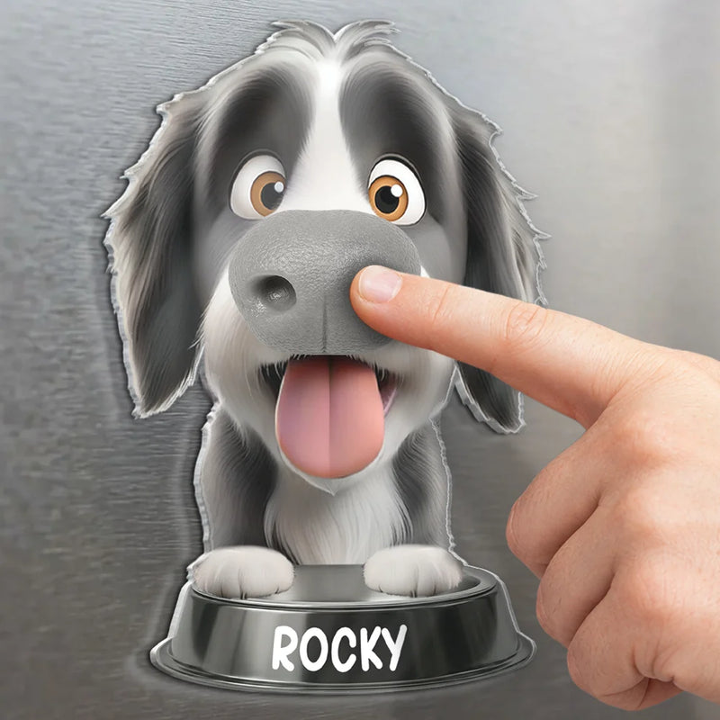 Humorous,Pet Lovers,Vector - Funny Dog Half Body - Personalized Squishy Acrylic Fridge Magnet