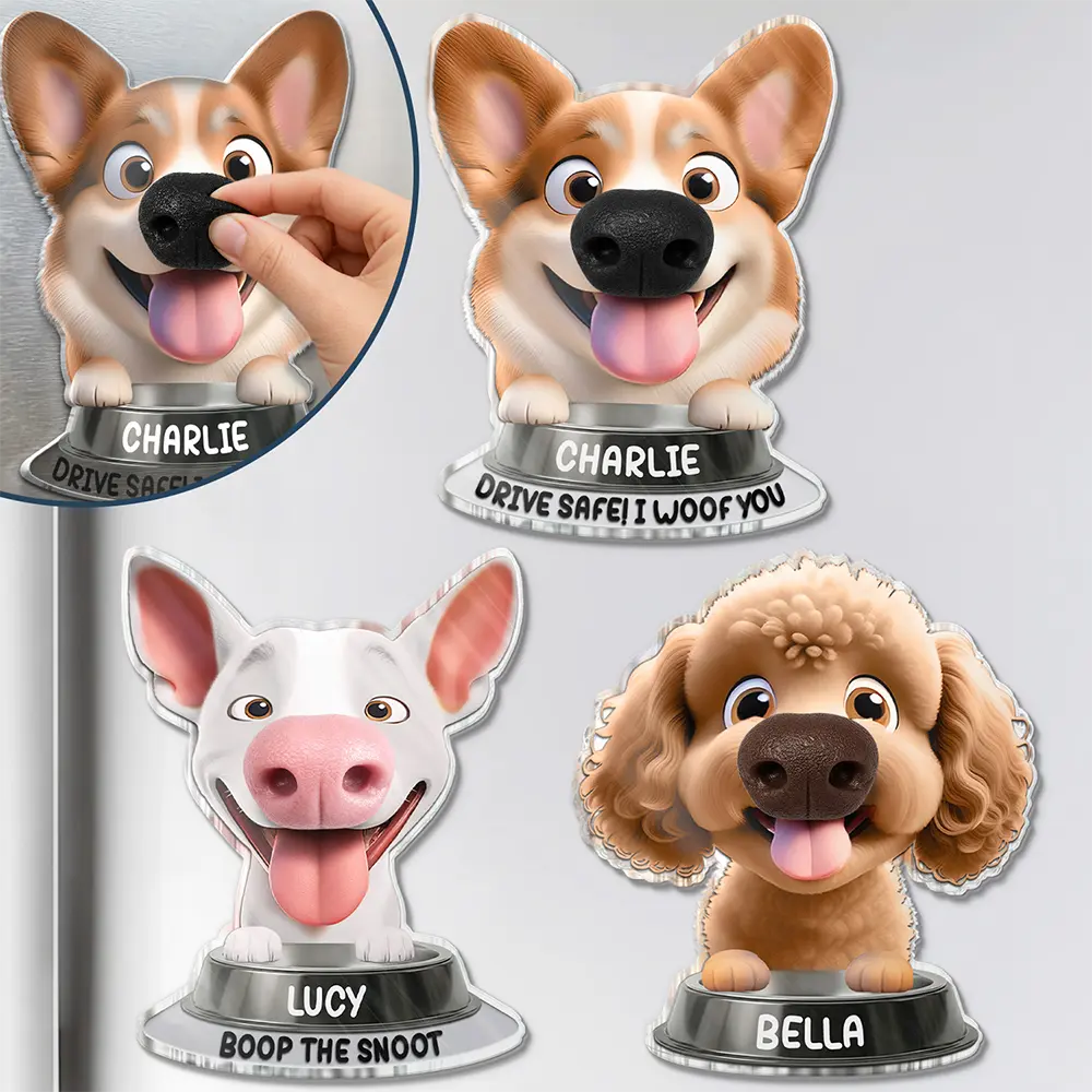 Humorous,Pet Lovers,Vector - Funny Dog Half Body - Personalized Squishy Acrylic Fridge Magnet