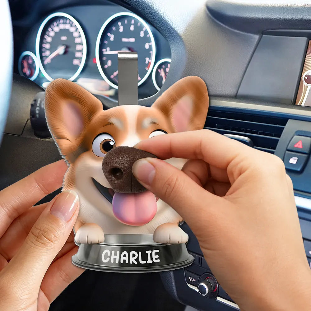 Humorous,Dog Lovers,Pet Lovers,Vector - Funny Dog Nose Drive Safe I Woof You - Personalized Squishy Acrylic Car Visor Clip