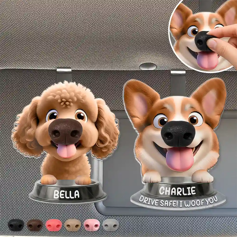 Humorous,Dog Lovers,Pet Lovers,Vector - Funny Dog Nose Drive Safe I Woof You - Personalized Squishy Acrylic Car Visor Clip