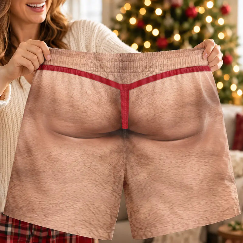 Christmas,Humorous,Gift For Men,Gift For Yourself,Icon - Funny Elephant Thongs Reindeer Briefs For Husband Boyfriend - Personalized Casual Shorts