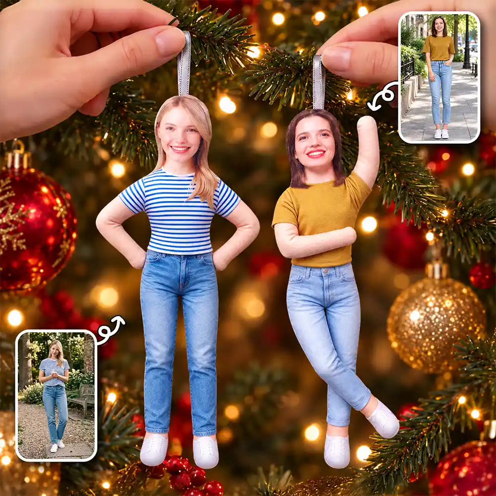 Afro Besties,Art Design,Christmas,Custom Photo,Gift For Bestie,Humorous,Photo - Poseable Body Doll  - Funny Friendship Gift For Best Friend, Bestie, Coworker, BFF - Personalized Custom Photo Christmas Squishy Toy Poseable Plush Doll Ornament