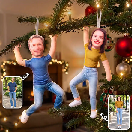 Funny Friendship Gift For Best Friend, Bestie, Coworker, BFF - Personalized Custom Photo Christmas Squishy Toy Poseable Plush Doll Ornament