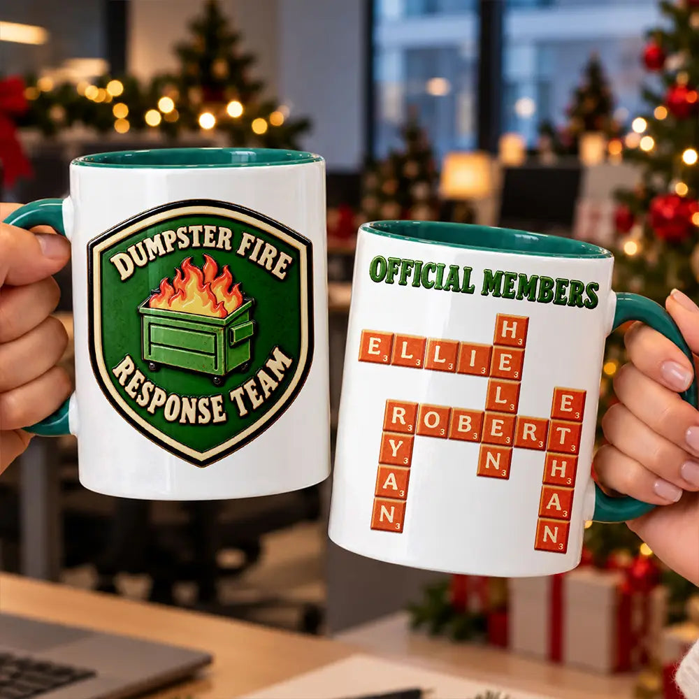 Christmas,Crossword,Gift For Colleagues,Humorous,Top Market - Funny Gift For Coworker - Personalized Crossword Dumpster Fire Response Team Mug