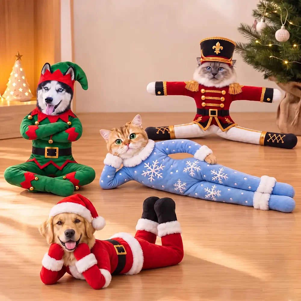 Art Design,Christmas,Custom Photo,Dog Lovers,Humorous,Pet Lovers,Photo - Christmas Pet Poseable Body Doll,Top Market - Funny Gift For Dog Mom, Dad, Cat Lover - Personalized Christmas Pet Costume Santa Gingerbread Elf Poseable Plush Doll