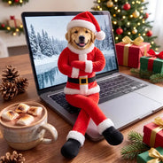 Art Design,Christmas,Custom Photo,Dog Lovers,Humorous,Pet Lovers,Photo - Christmas Pet Poseable Body Doll,Top Market - Funny Gift For Dog Mom, Dad, Cat Lover - Personalized Christmas Pet Costume Santa Gingerbread Elf Poseable Plush Doll
