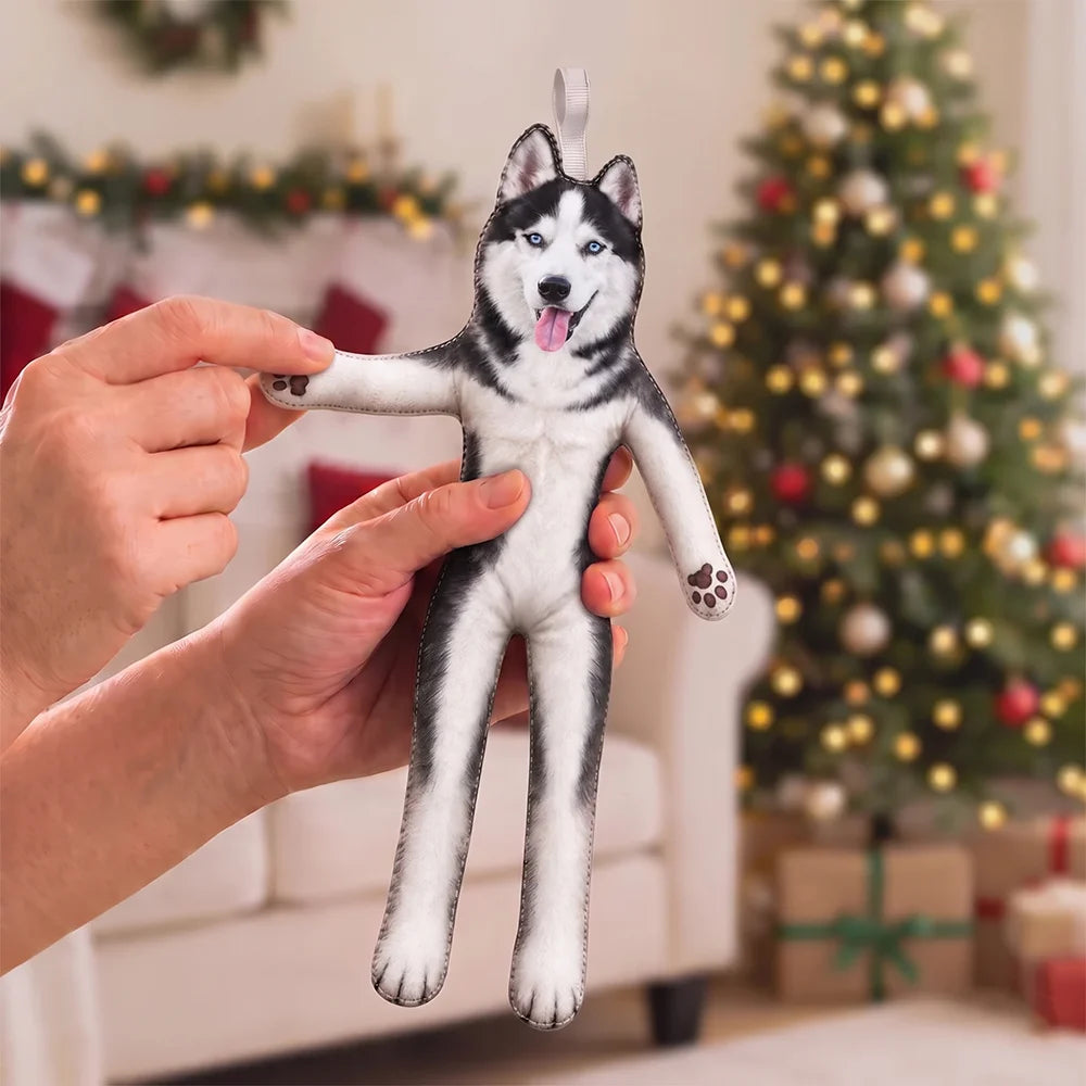 Art Design,Christmas,Custom Photo,Humorous,Pet Lovers,Photo - Poseable Body Doll  - Funny Gift For Dog Mom, Dad, Cat Lover - Personalized Custom Photo Christmas Pet Squishy Toy Poseable Plush Doll Ornament