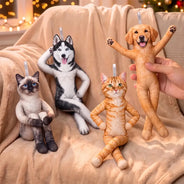Art Design,Christmas,Custom Photo,Humorous,Pet Lovers,Photo - Poseable Body Doll  - Funny Gift For Dog Mom, Dad, Cat Lover - Personalized Custom Photo Christmas Pet Squishy Toy Poseable Plush Doll Ornament