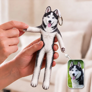 Art Design, Christmas, Custom Photo, Humorous, Pet Lovers, Photo - Poseable Body Doll - Funny Gift For Dog Mom, Dad, Cat Lover - Personalized Custom Photo Pet Squishy Toy Poseable Plush Doll Keychain
