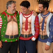 Christmas,Humorous,Gift For Men,Gift For Yourself,Icon - Funny Hairy Muscle Body Christmas Gift For Husband - Personalized Unisex Ugly Sweater