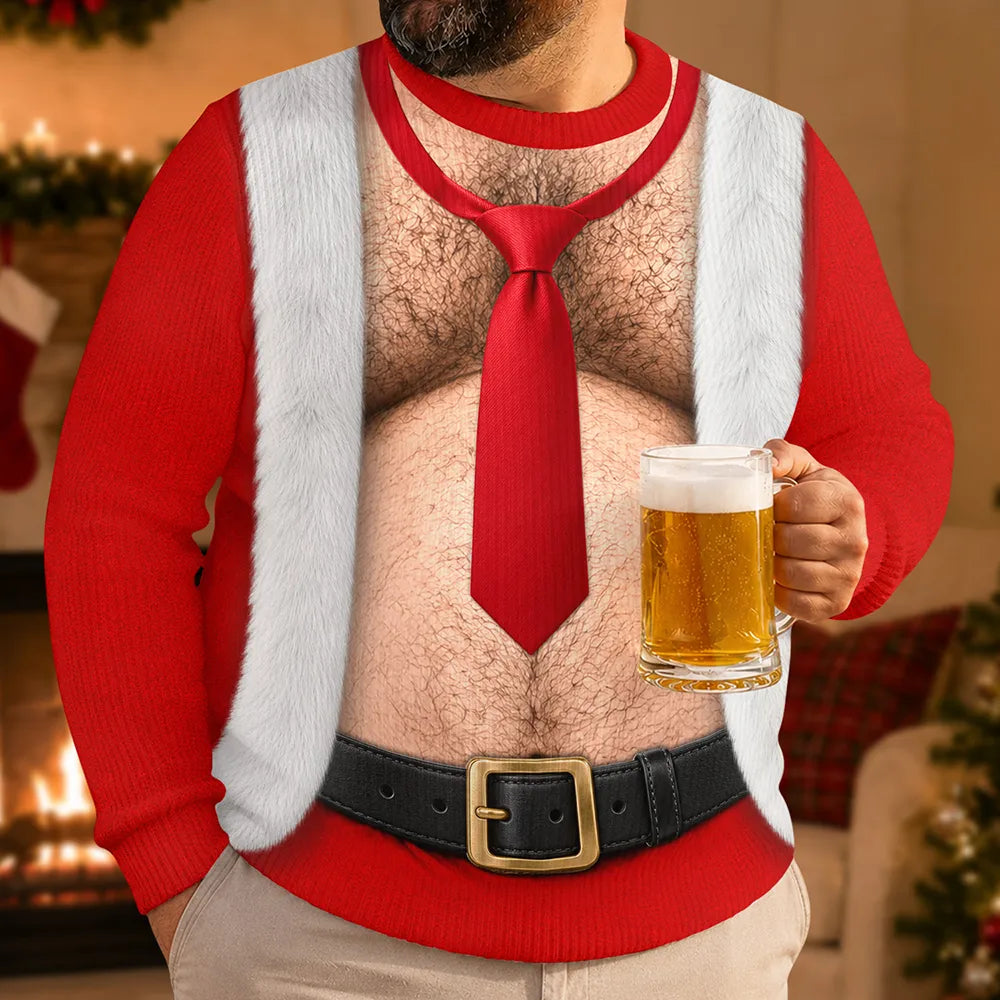 Christmas,Humorous,Gift For Men,Gift For Yourself,Icon - Funny Hairy Muscle Body Christmas Gift For Husband - Personalized Unisex Ugly Sweater