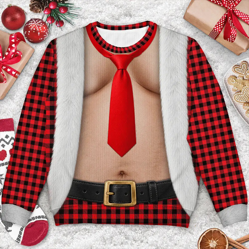 Christmas,Humorous,Gift For Men,Gift For Yourself,Icon - Funny Hairy Muscle Body Christmas Gift For Husband - Personalized Unisex Ugly Sweater