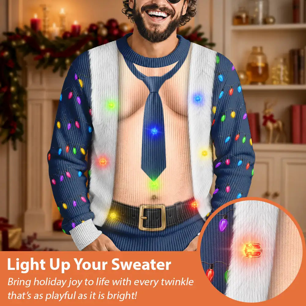 Christmas,Humorous,Gift For Men,Gift For Yourself,Icon - Funny Hairy Muscle Body Christmas Gift For Husband - Personalized Unisex Ugly Sweater