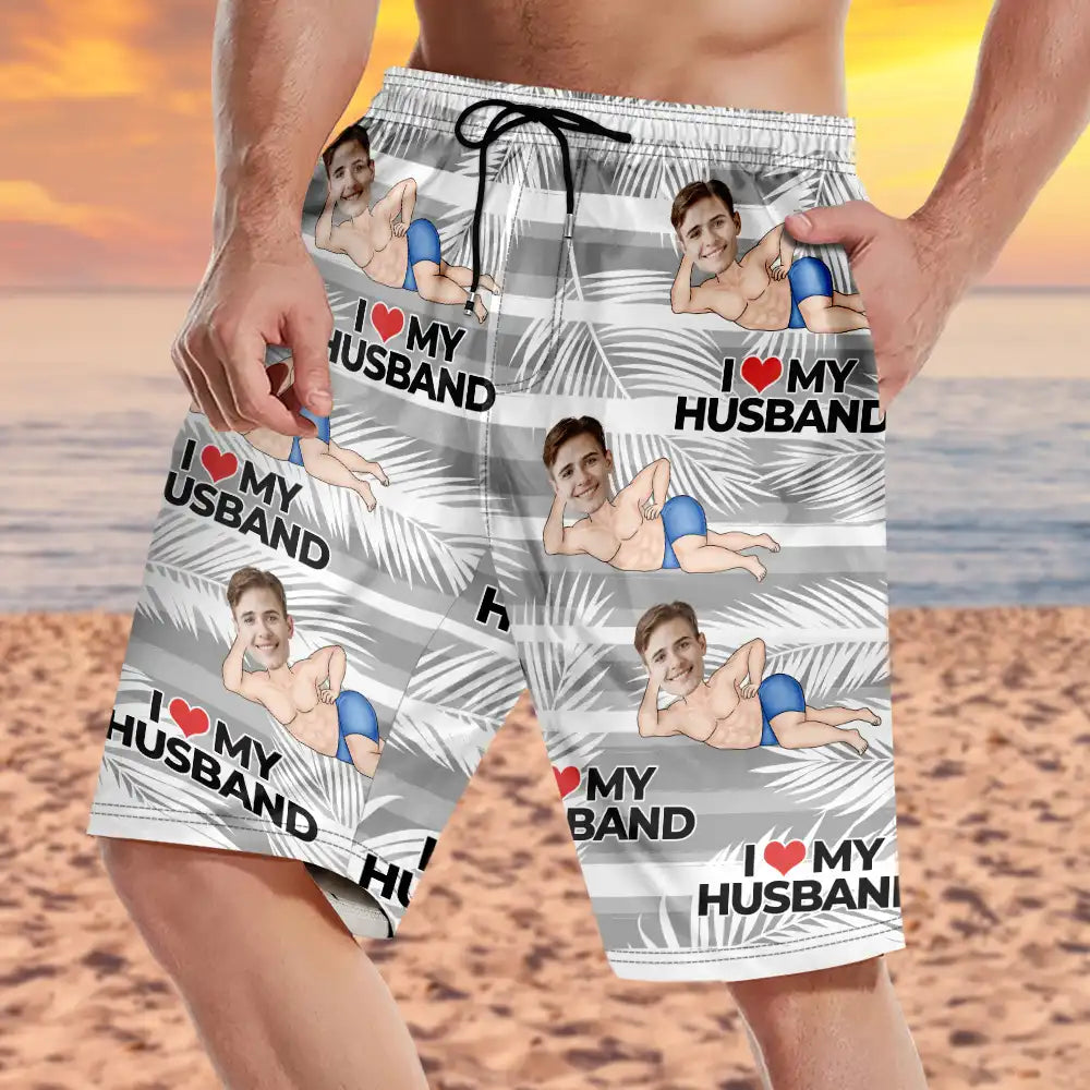 Gift For Husband,Custom Photo,Funny - Custom Photo Funny Holiday Vacation Tropical Summer Item - Personalized Unisex Beach Shorts