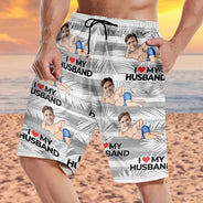 Gift For Husband,Custom Photo,Funny - Custom Photo Funny Holiday Vacation Tropical Summer Item - Personalized Unisex Beach Shorts
