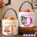 Adorable,Halloween,Gift For Kids,Vector - Funny Kid Costume Portrait With Name - Personalized Trick Or Treat Bag