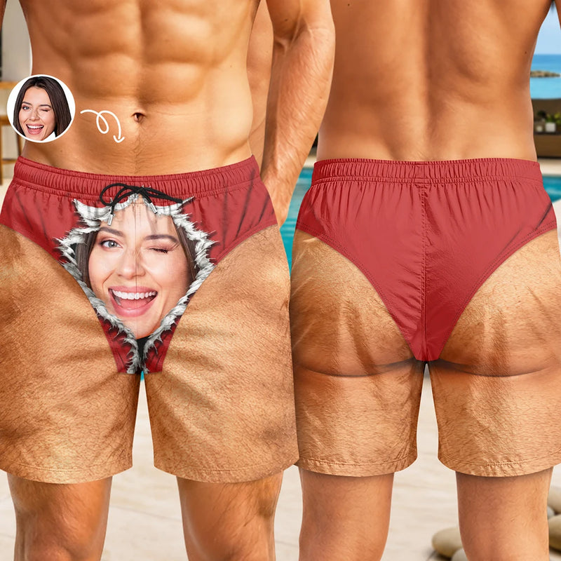 Gift For Bestie, Humorous, Beach, Summer, Icon - Custom Photo Funny Men Swim Trunks - Personalized Unisex Beach Shorts