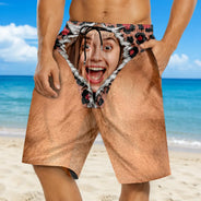Gift For Bestie, Humorous, Beach, Summer, Icon - Custom Photo Funny Men Swim Trunks - Personalized Unisex Beach Shorts