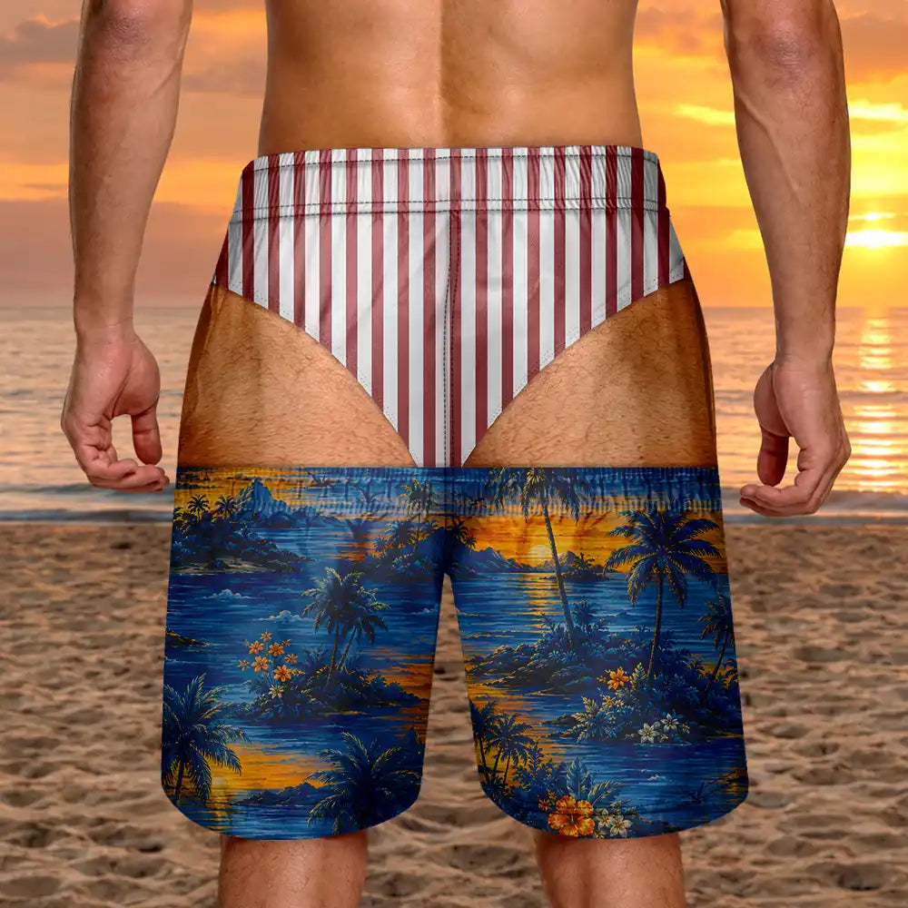 Top Market, Humorous, Gift For Men, Gift For Yourself, Icon - Funny Men Swim Trunks 3D Effect Body - Personalized Unisex Beach Shorts