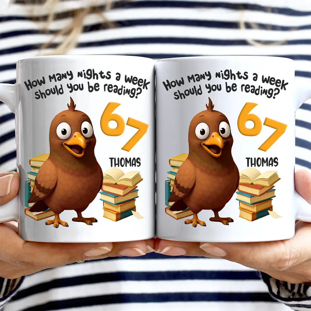 Gift For Kids, Gift For Yourself, Reading, Funny - Funny Pigeon How Many Nights A Week Should You Be Reading - Personalized Mug
