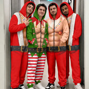 Christmas,Humorous,Gift For Men,Gift For Yourself,Icon - Funny Santa Abs Belly Body For Husband Dad Grandpa - Personalized Overall Onesie Hooded Jumpsuit