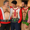 Top Market,Christmas,Humorous,Gift For Men,Gift For Yourself,Icon - Funny Santa Abs Belly Body For Husband Dad Grandpa - Personalized Unisex Ugly Sweater