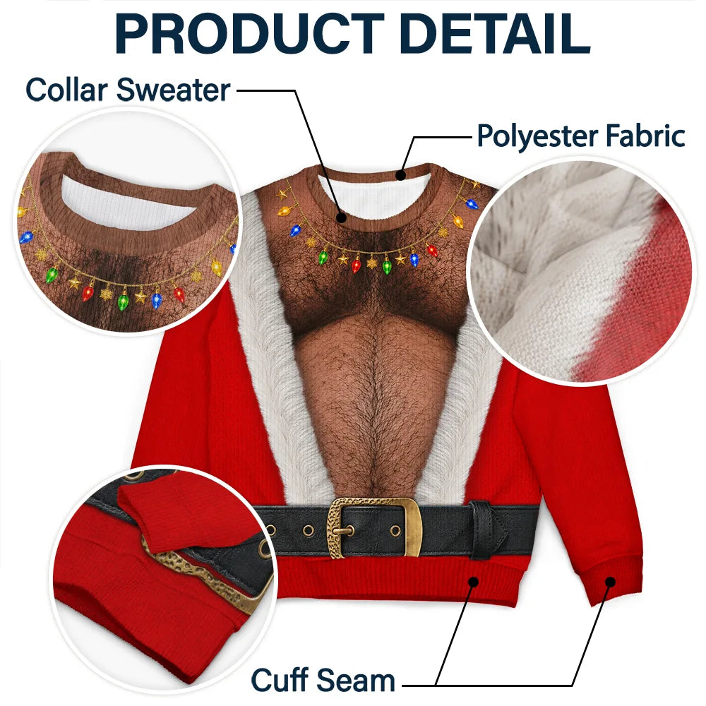 Top Market,Christmas,Humorous,Gift For Men,Gift For Yourself,Icon - Funny Santa Abs Belly Body For Husband Dad Grandpa - Personalized Unisex Ugly Sweater