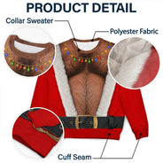 Top Market,Christmas,Humorous,Gift For Men,Gift For Yourself,Icon - Funny Santa Abs Belly Body For Husband Dad Grandpa - Personalized Unisex Ugly Sweater