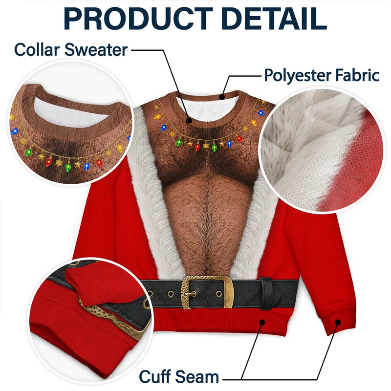 Top Market,Christmas,Humorous,Gift For Men,Gift For Yourself,Icon - Funny Santa Abs Belly Body For Husband Dad Grandpa - Personalized Unisex Ugly Sweater
