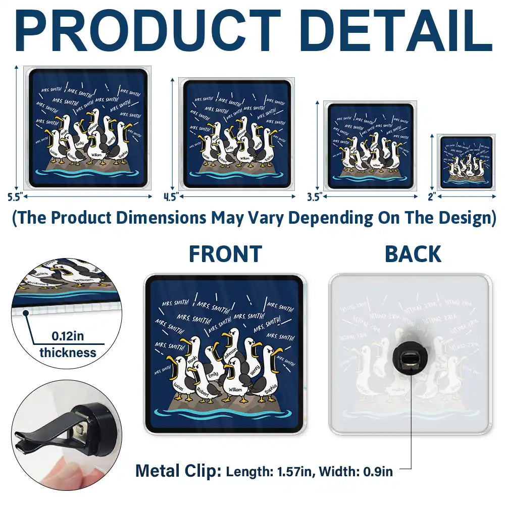 Gift For Grandpa,Gift For Father,Dad - Children,Grandpa - Grandkids,Mom - Children,Gift For Mother,Teacher,Non-Eng,Icon,Humorous - Funny Screaming Seagull - Personalized Acrylic Car Vent Clip