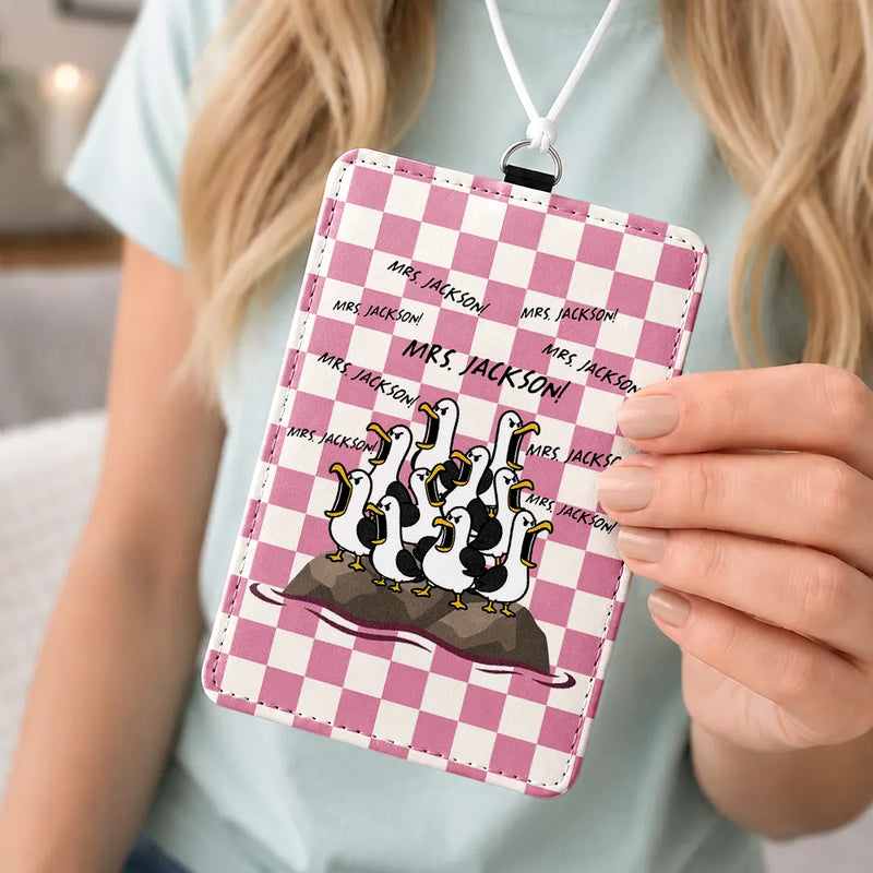 Teacher,Humorous,Back To School,Icon - Funny Screaming Seagull - Personalized Badge Holder