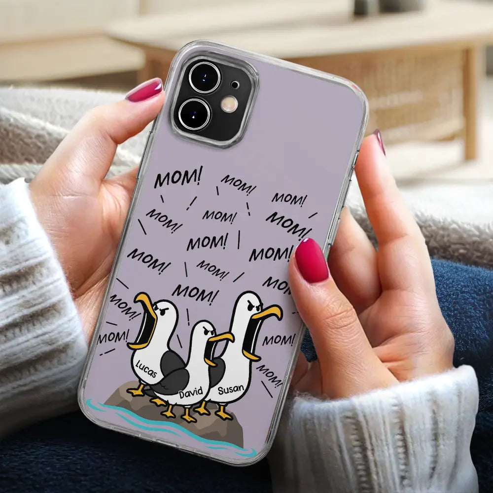 Gift For Grandpa,Gift For Father,Dad - Children,Grandpa - Grandkids,Mom - Children,Gift For Mother,Teacher,Non-Eng,Icon,Humorous - Funny Screaming Seagull - Personalized Clear Phone Case