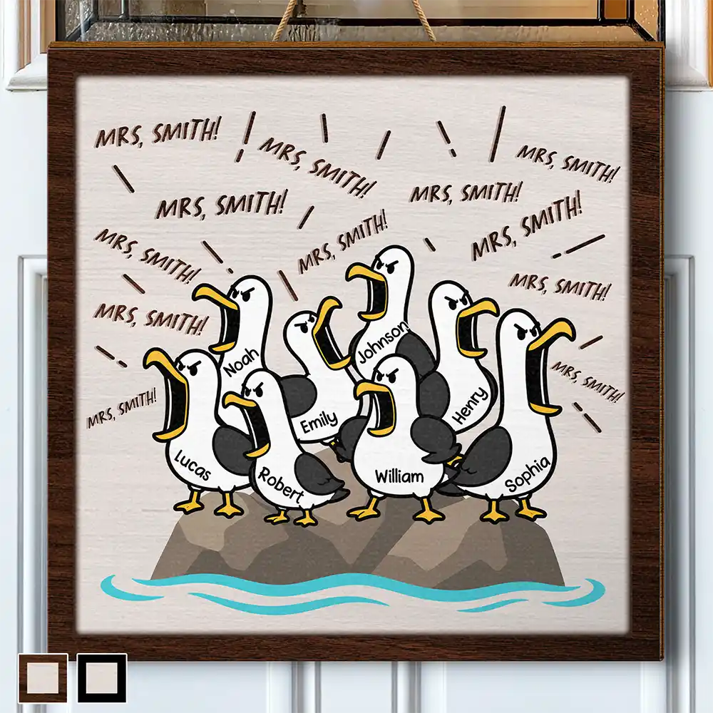 Gift For Grandpa,Gift For Father,Dad - Children,Grandpa - Grandkids,Mom - Children,Gift For Mother,Teacher,Non-Eng,Icon,Humorous - Funny Screaming Seagull - Personalized Custom Shaped Wood Sign