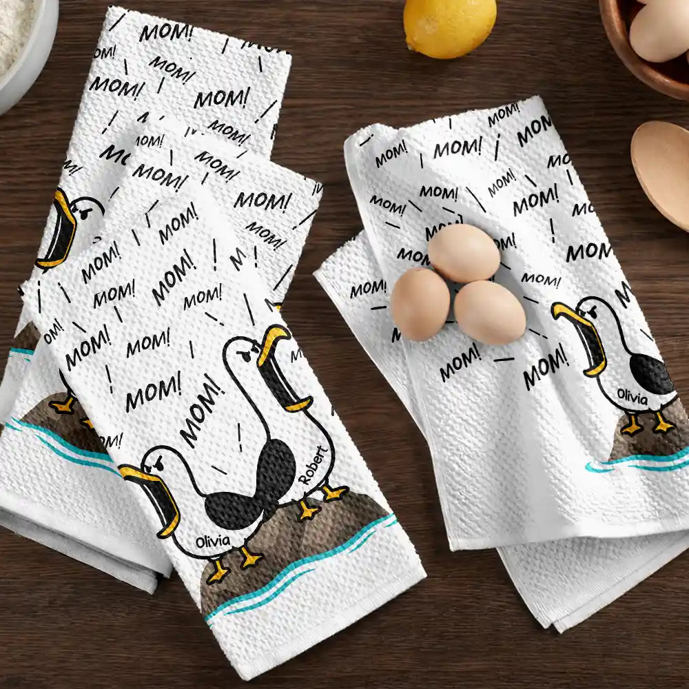 Gift For Grandpa,Gift For Father,Dad - Children,Grandpa - Grandkids,Mom - Children,Gift For Mother,Non-Eng,Icon,Humorous - Funny Screaming Seagull - Personalized Kitchen Towel