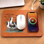 Gift For Grandpa,Gift For Father,Dad - Children,Grandpa - Grandkids,Mom - Children,Gift For Mother,Teacher,Non-Eng,Icon,Humorous - Funny Screaming Seagull - Personalized Leather Charging Mat