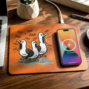 Gift For Grandpa,Gift For Father,Dad - Children,Grandpa - Grandkids,Mom - Children,Gift For Mother,Teacher,Non-Eng,Icon,Humorous - Funny Screaming Seagull - Personalized Leather Charging Mat