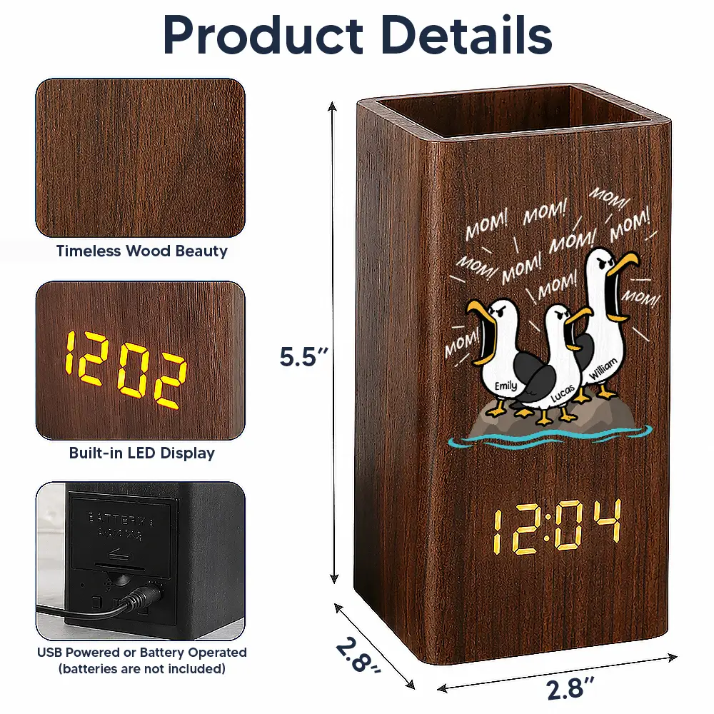 Teacher, Humorous, Back To School, Icon - Funny Screaming Seagull - Personalized Pen Holder With Clock