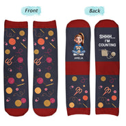 Crocheting,Cozy,Gift For Yourself,Gift For Women,Vector - Funny Shhh I'm Counting For Crochet Knitting Lovers - Personalized Socks