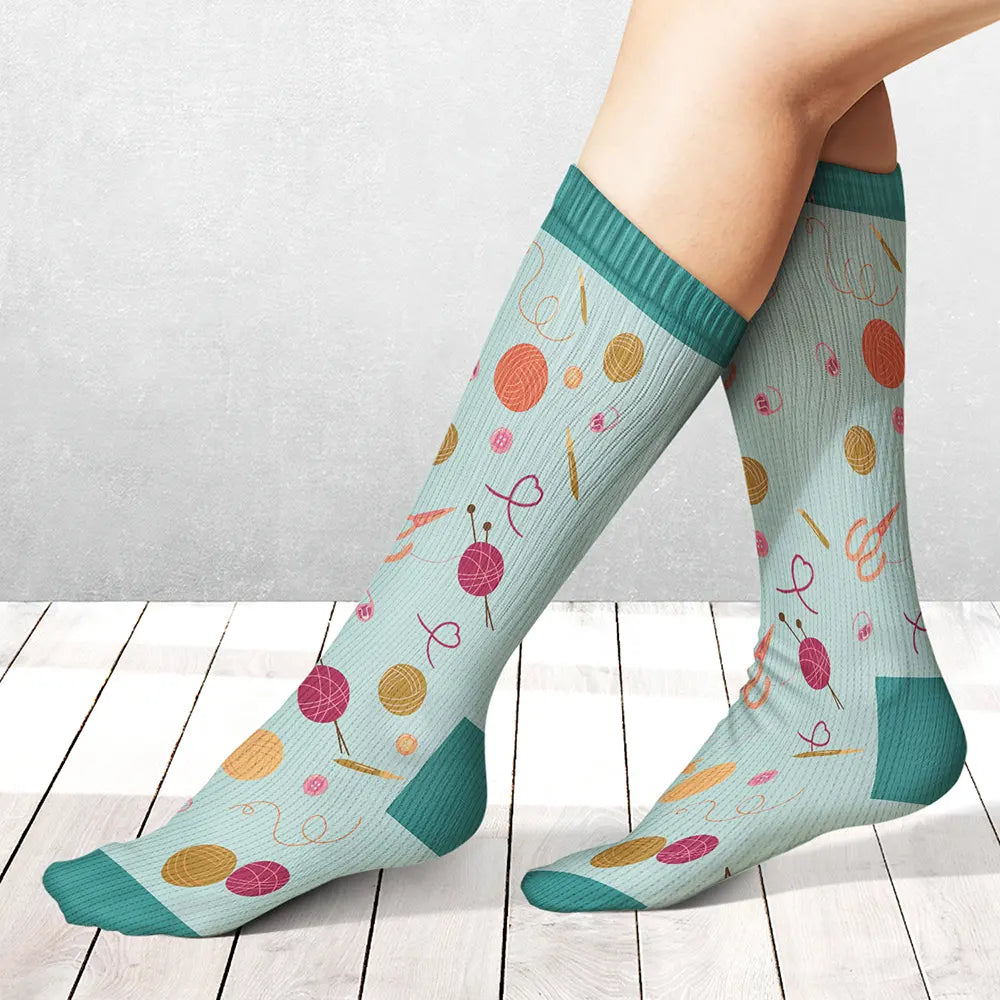Crocheting,Cozy,Gift For Yourself,Gift For Women,Vector - Funny Shhh I'm Counting For Crochet Knitting Lovers - Personalized Socks