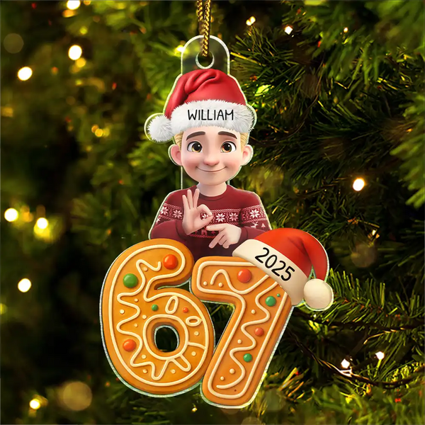 Funny,Gift For Kids,Gift For Grandkids,Christmas - Funny Teen Slang Six Seven - Personalized Custom Shaped Acrylic Ornament