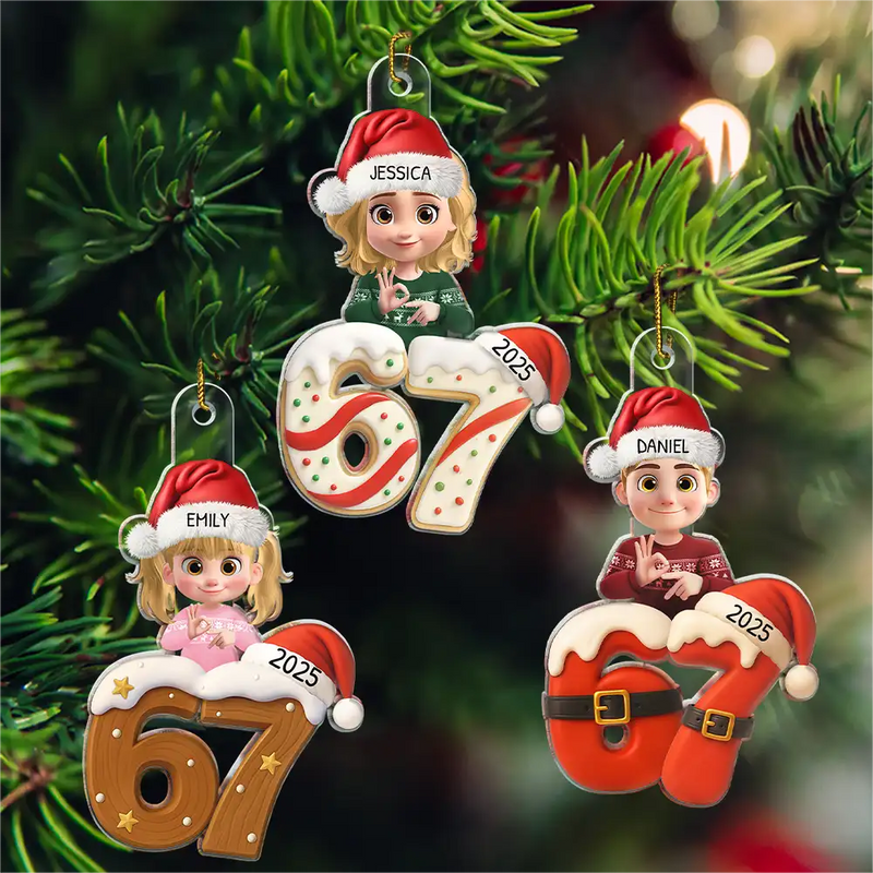 Funny,Gift For Kids,Gift For Grandkids,Christmas - Funny Teen Slang Six Seven - Personalized Custom Shaped Acrylic Ornament